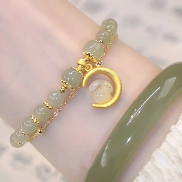 WonderfullyWyrd Fashionable Natural Hetian Jade Rabbit Bracelet