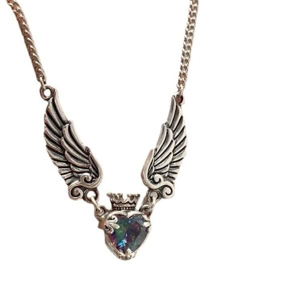 Wonderfully Wyrd Vintage Gothic Heart Crown Necklace - Image 5
